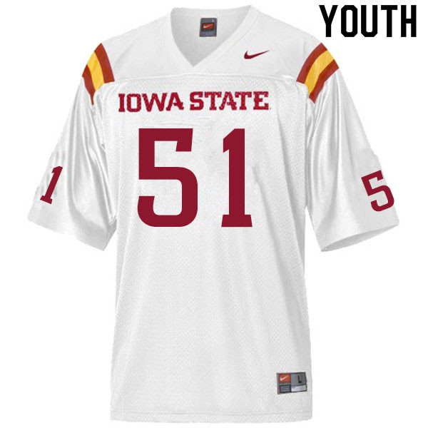 Iowa State Cyclones Youth #51 Stevo Klotz Nike NCAA Authentic White College Stitched Football Jersey VS42Y87SX